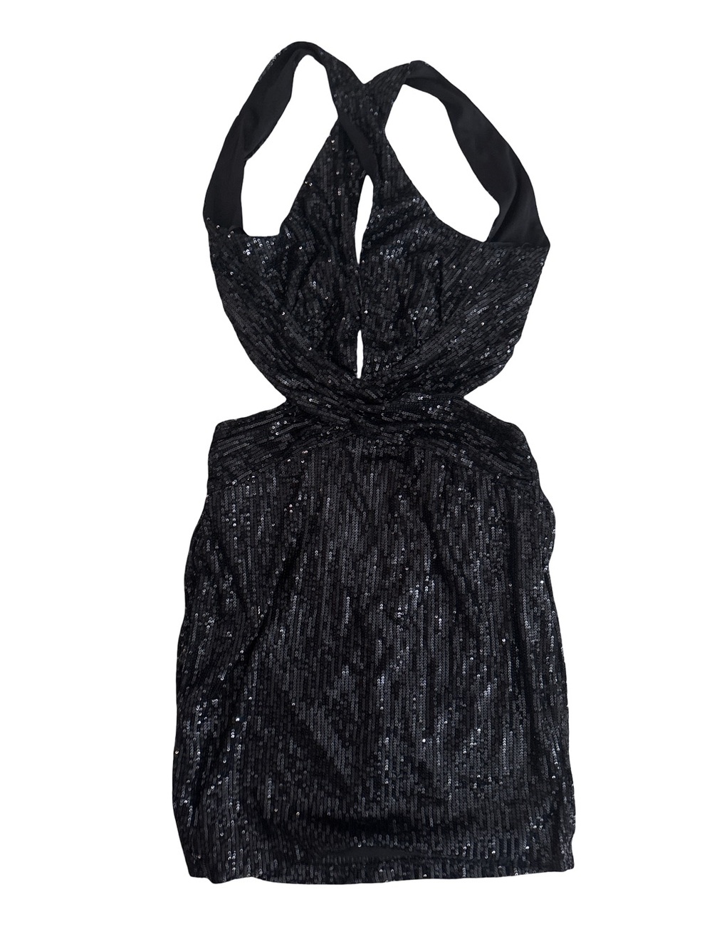 Windsor Black Sequin Twist Halter Mini Dress